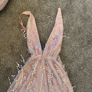 Hello Molly party dress size M blush color with multi colored fringe